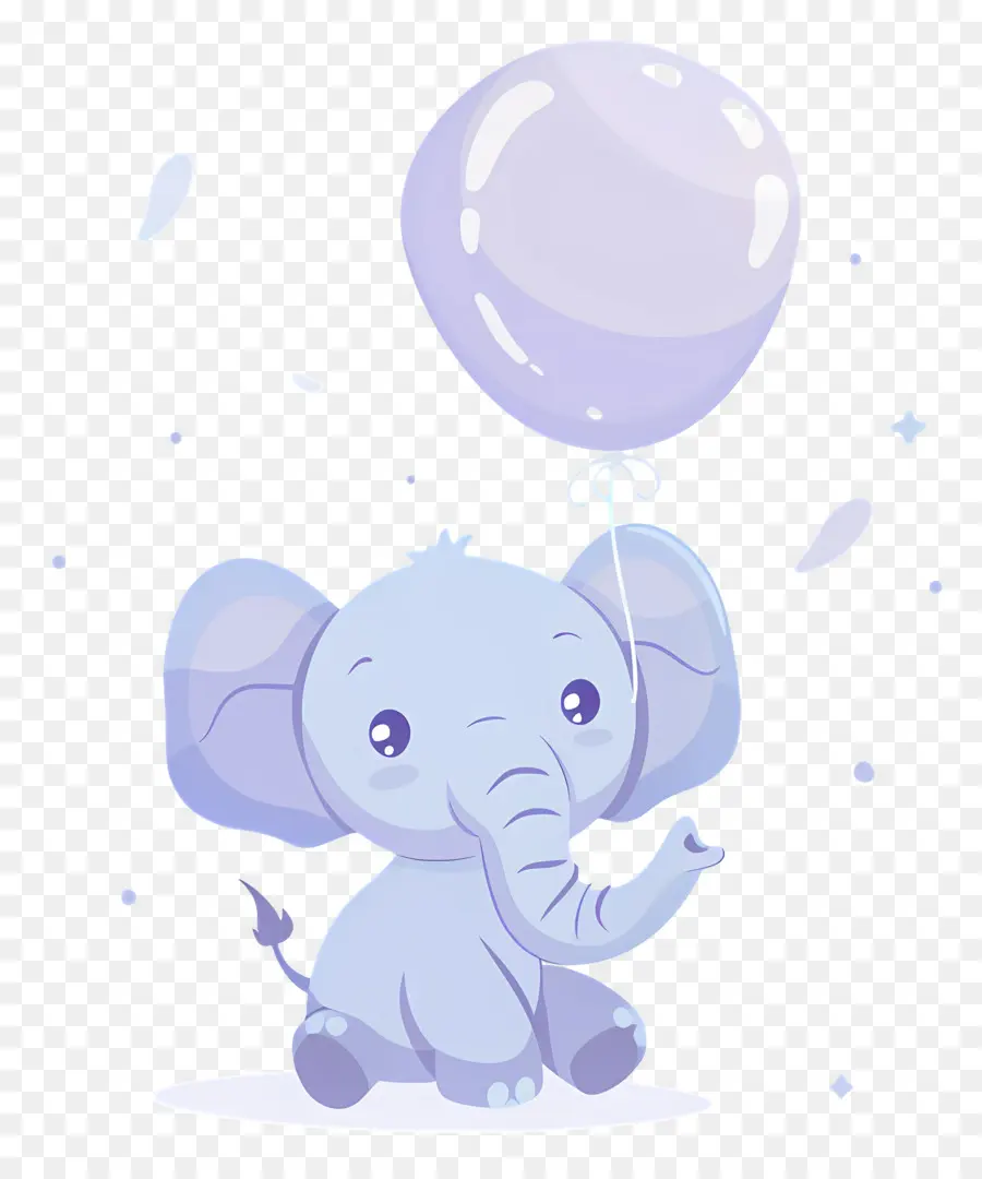 Bebê Elefante，Elefante Azul Claro Com Balão Roxo PNG