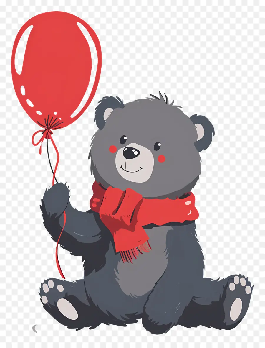 Urso Fofo，Urso Com Balão Vermelho PNG