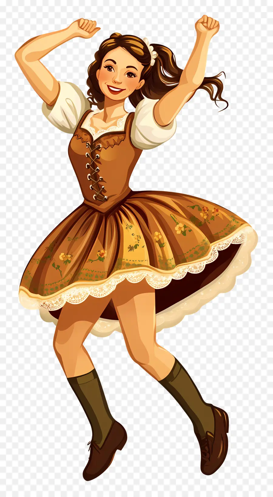 Dançarino Da Oktoberfest，Mulher Dançando Em Vestido Tradicional PNG