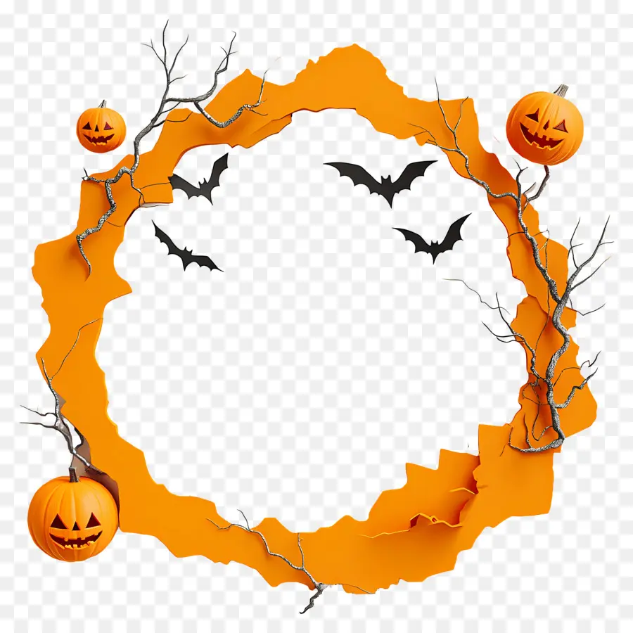 Quadro De Halloween，Coroa De Abóbora PNG