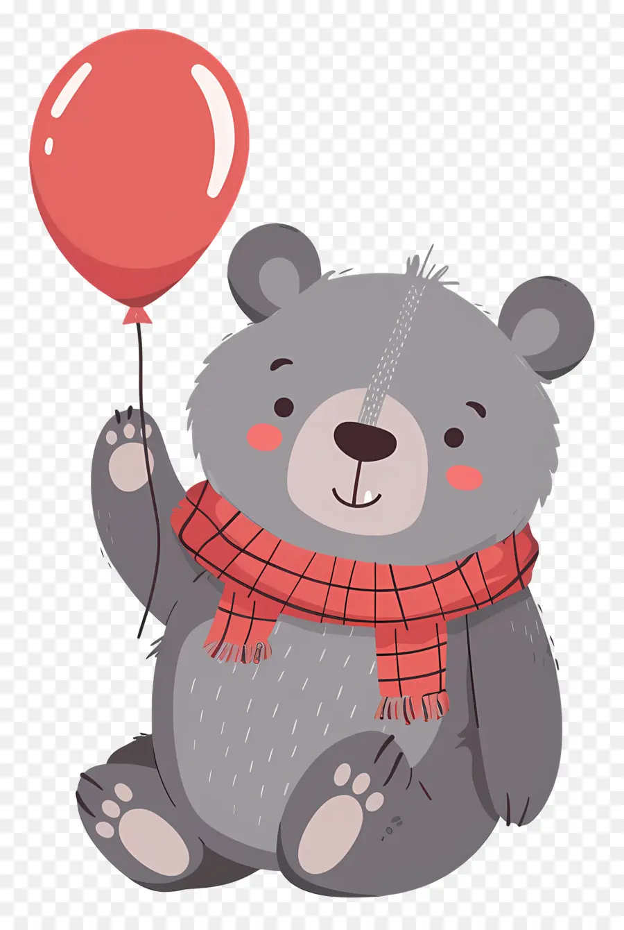 Urso Fofo，Urso Cinzento Com Balão Vermelho PNG