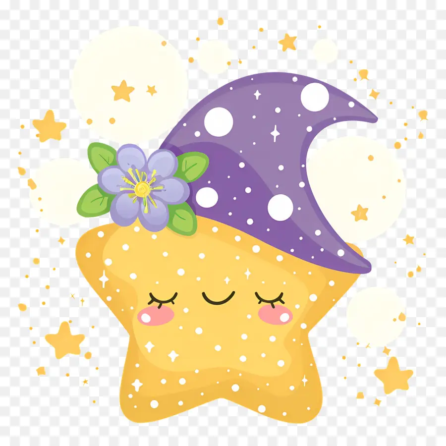 Estrela Kawaii，Estrela Amarela Com Chapéu PNG