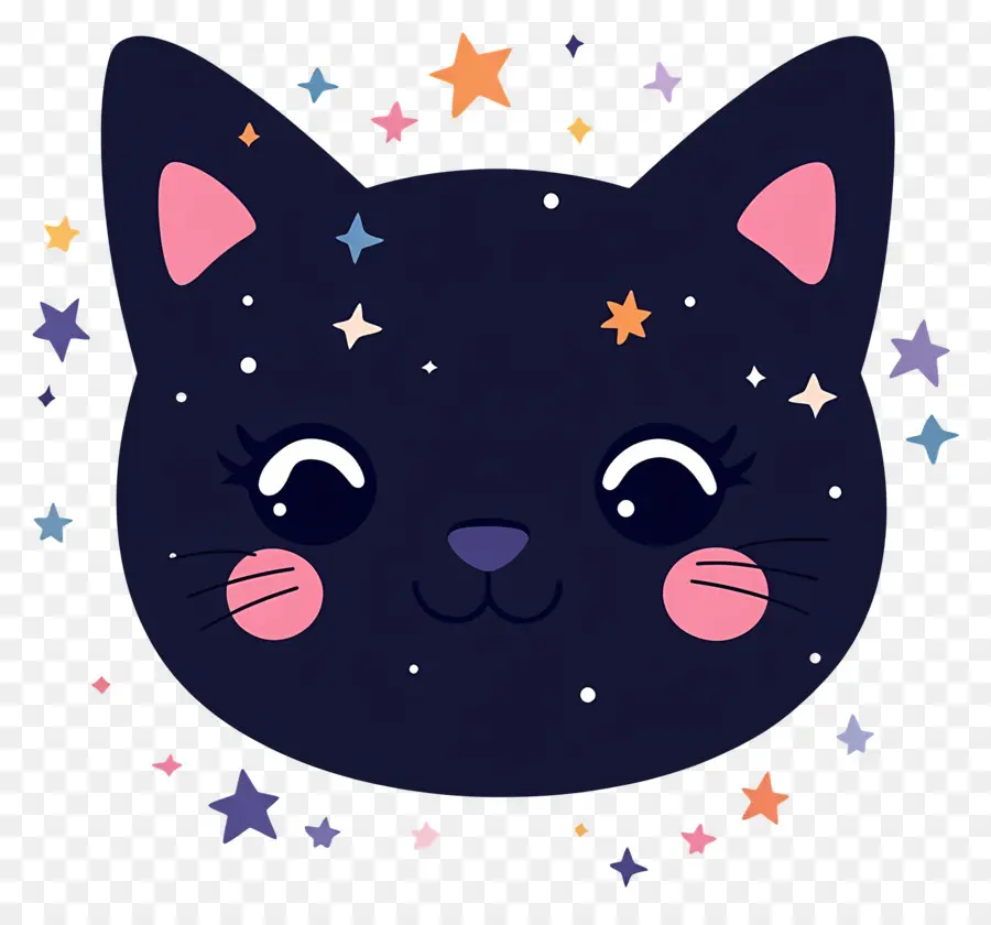 Gato Kawaii，Cara De Gato Preto PNG