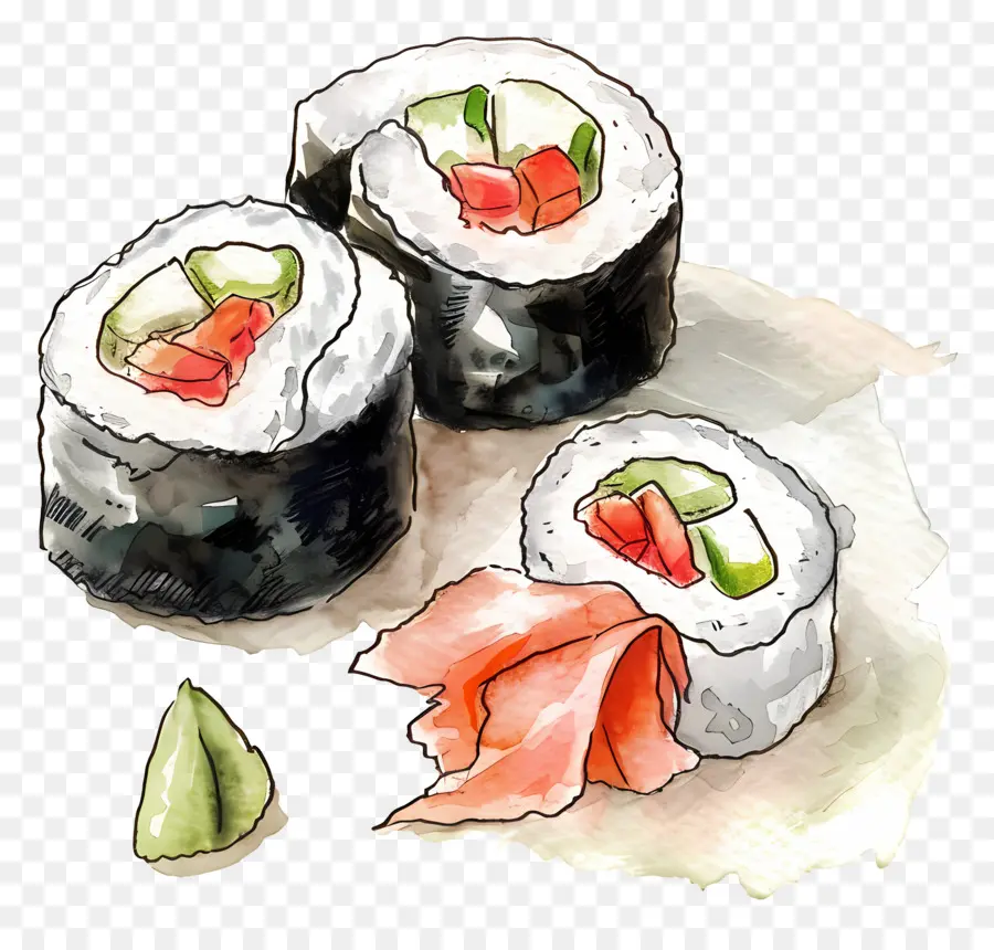 Rolinho De Sushi，Pedaços De Sushi PNG