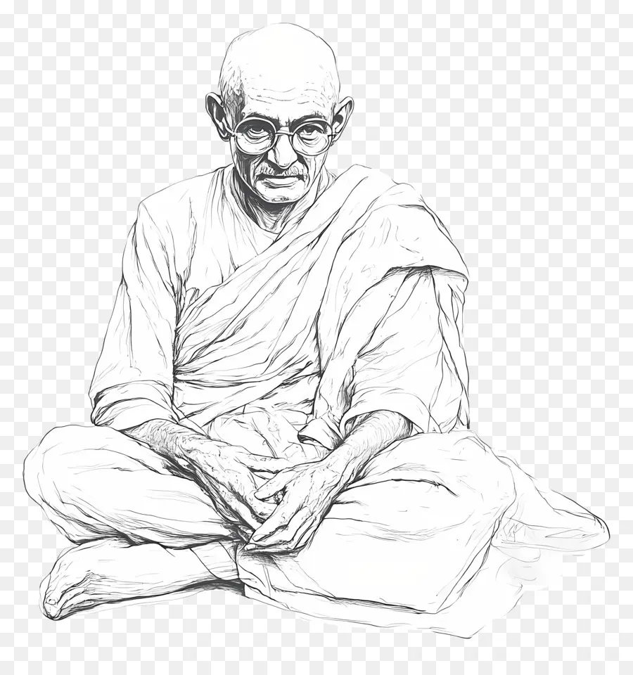 Gandhi，Ilustração De Uma Pessoa PNG