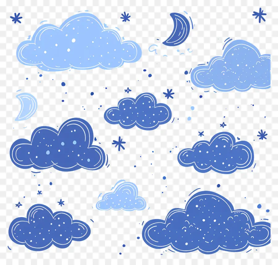 Nuvens，Lua E Estrelas PNG