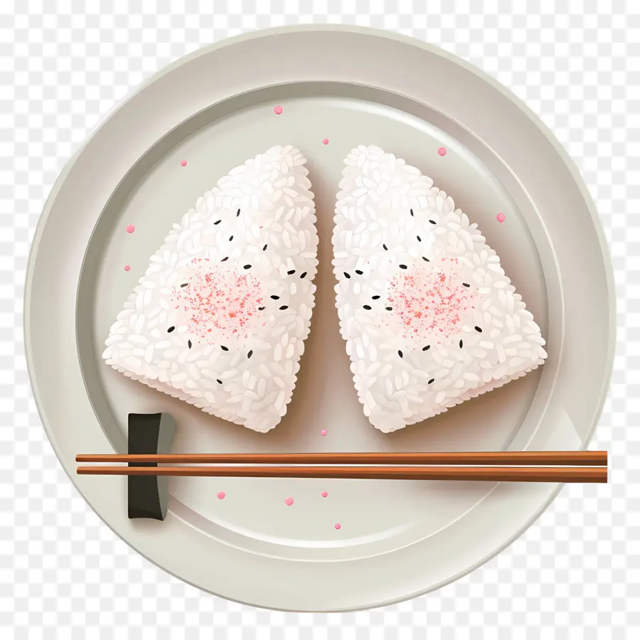 Umeboshi Onigiri，Bolinhos De Arroz Triangulares PNG