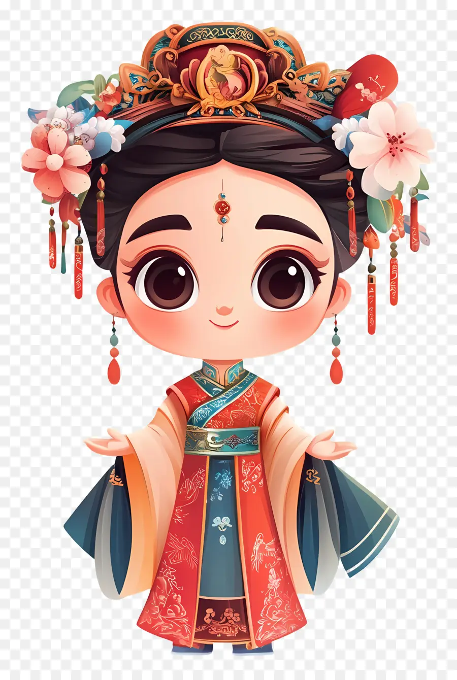 Dia Nacional Da China，Garota Com Vestido Ornamentado PNG