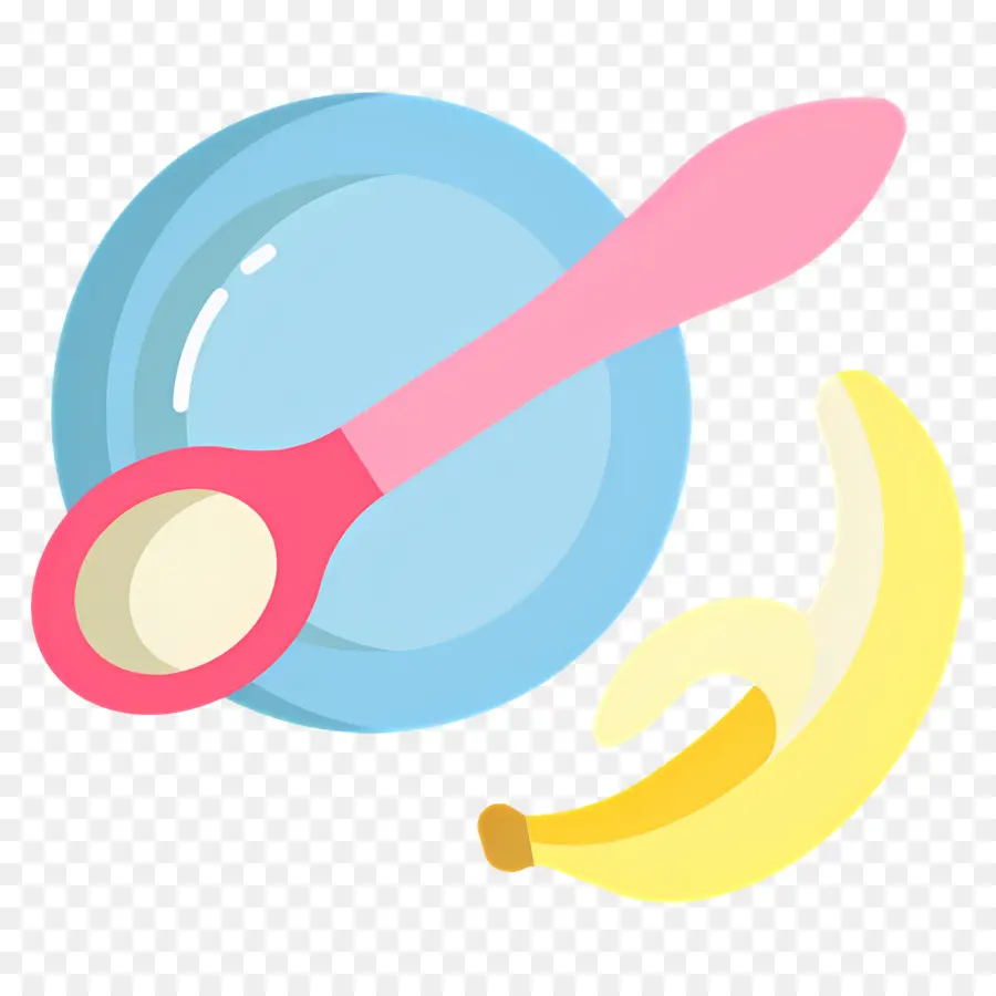 Comida Para Bebê，Banana E Colher PNG