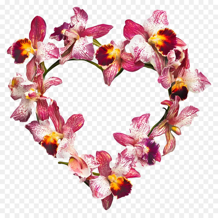 Moldura De Coração，Coração Orquídea PNG