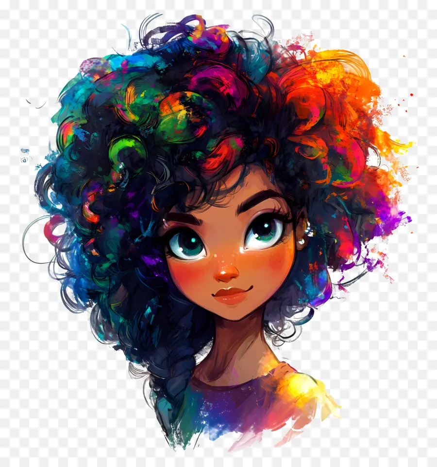 Cabelo De Menina，Cabelo Cacheado Colorido PNG