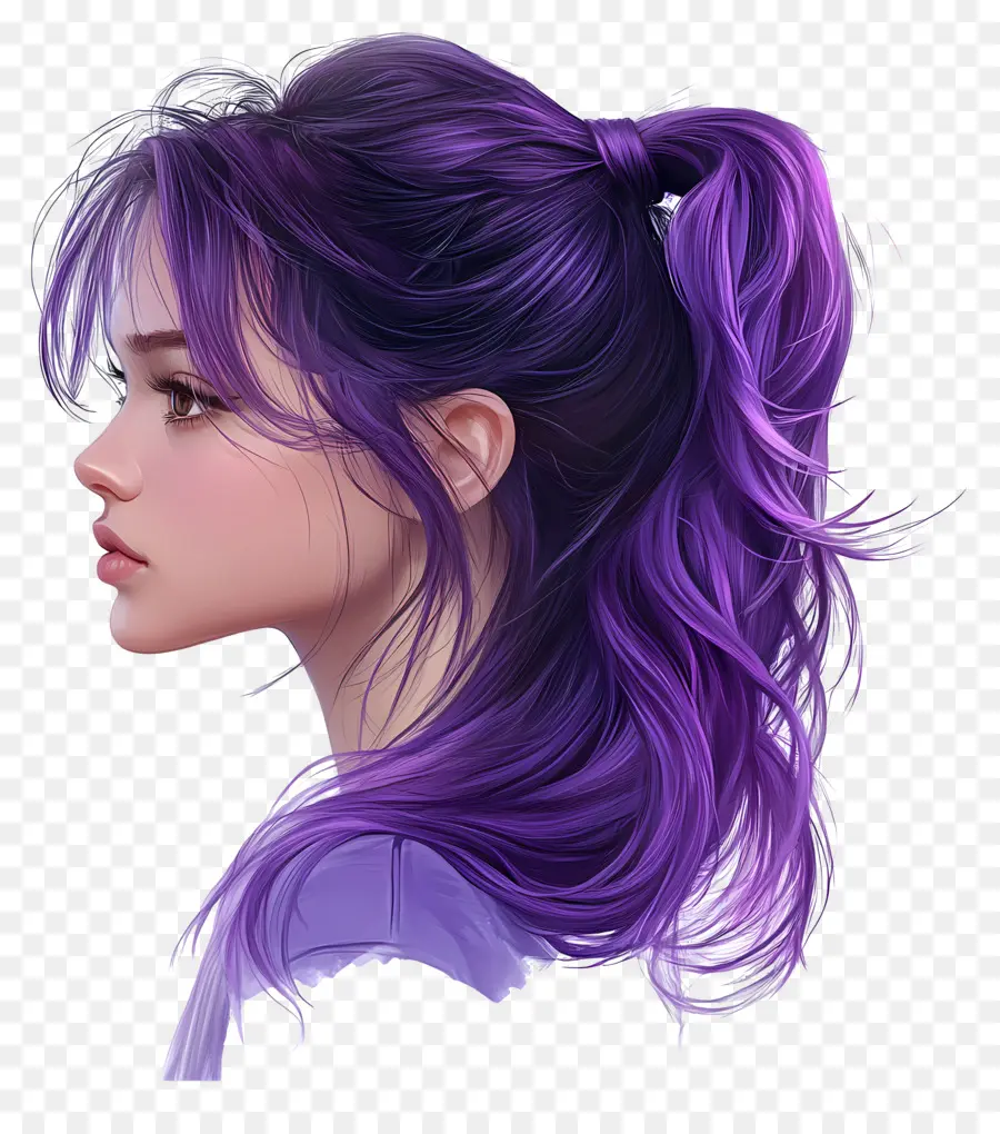 Cabelo De Menina，Mulher De Cabelo Roxo PNG