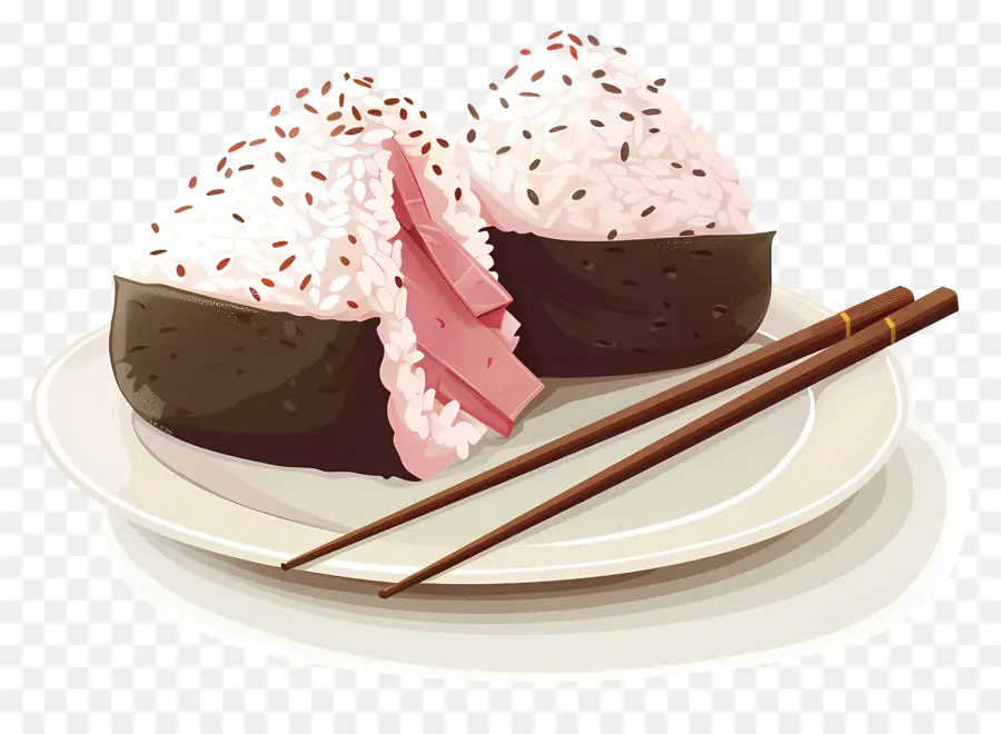 Umeboshi Onigiri，Bolinhos De Arroz Recheados PNG