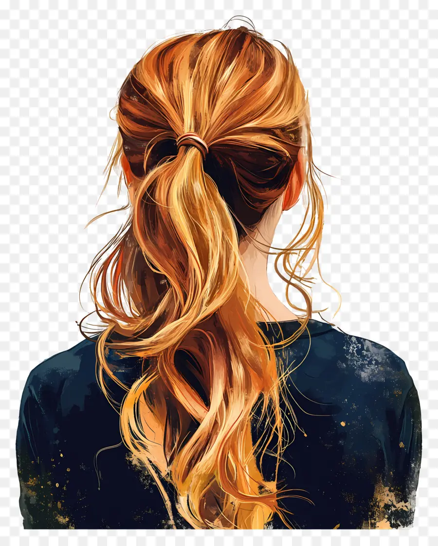 Cabelo De Menina，Rabo De Cavalo Loiro PNG