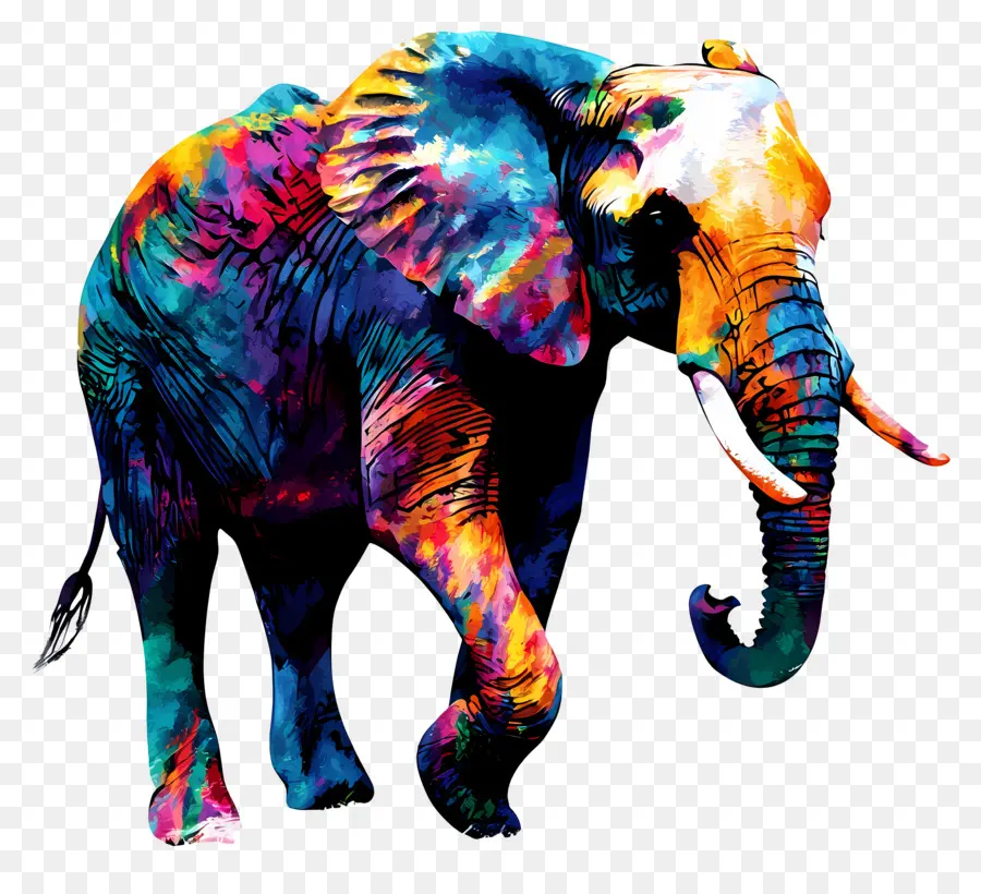 Silhueta De Elefante，Elefante Colorido PNG