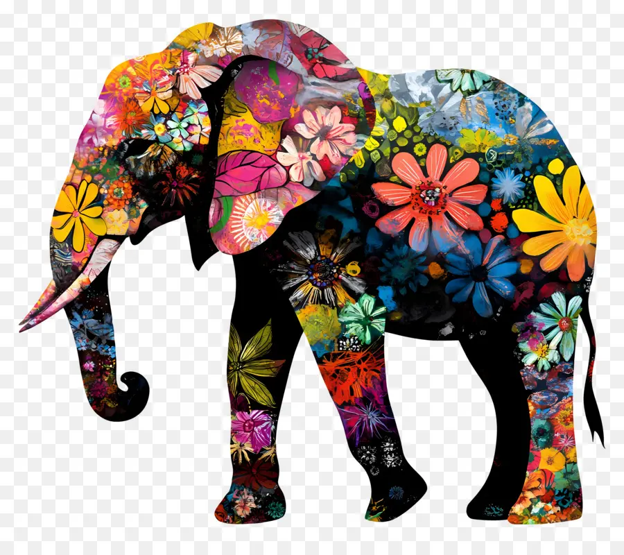 Silhueta De Elefante，Elefante Colorido PNG