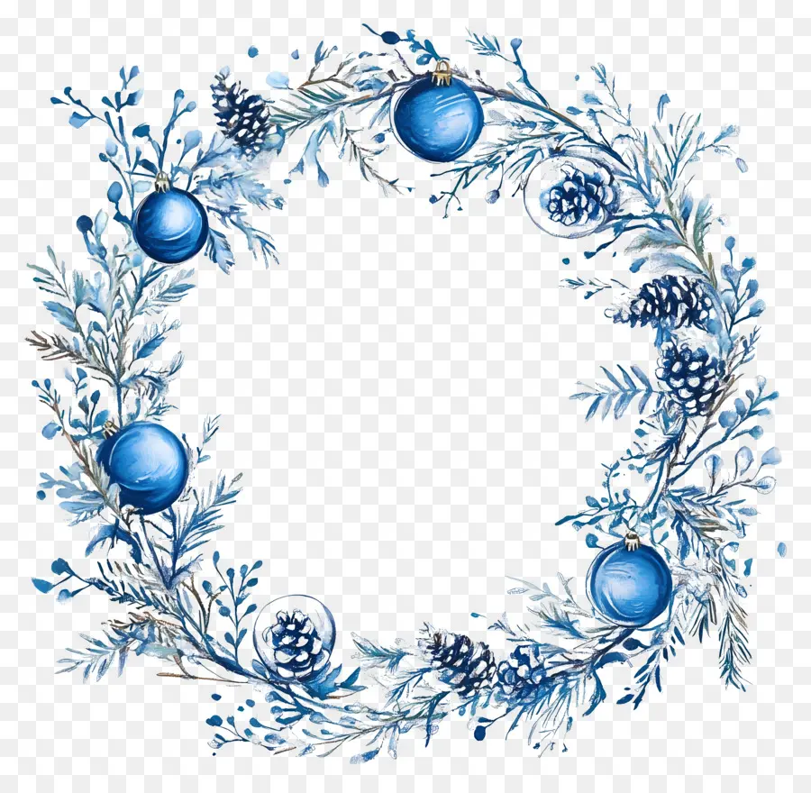 Moldura De Natal Azul，Coroa Azul PNG