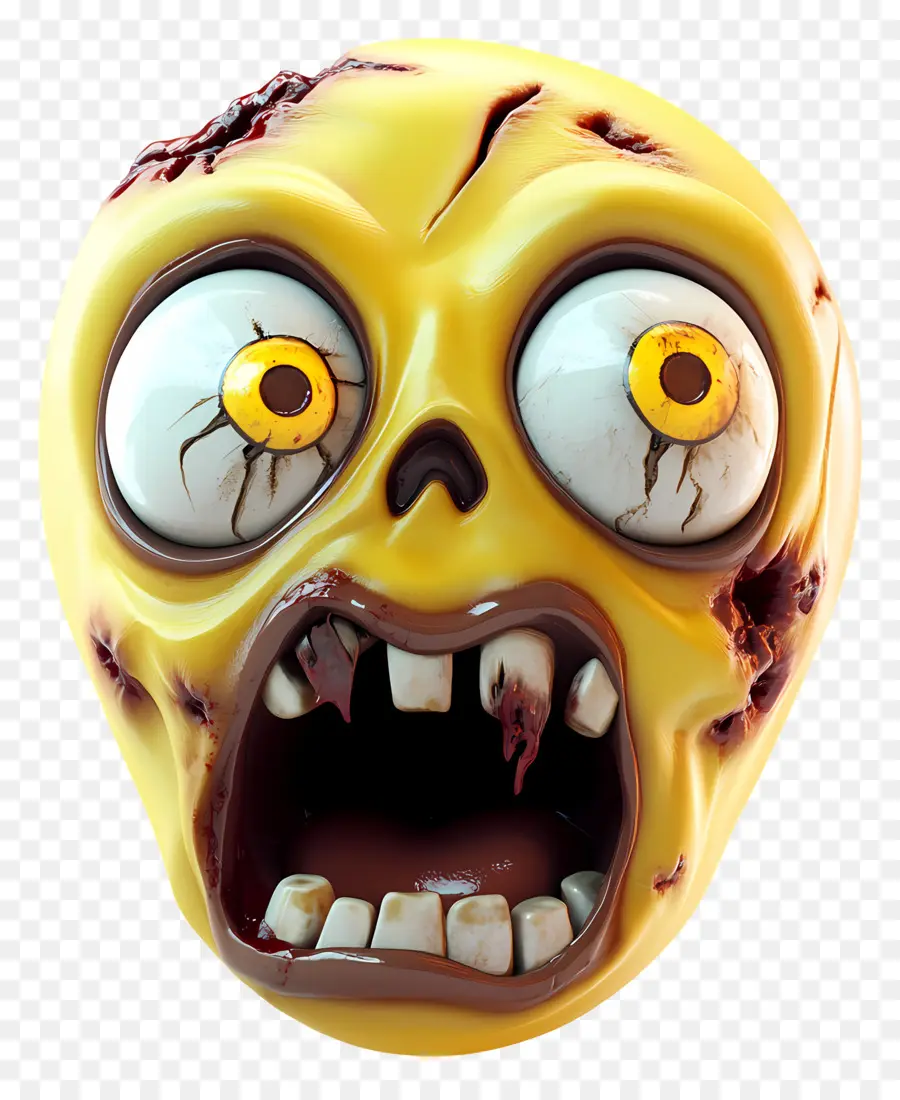 Emoji De Dia Das Bruxas，Cara De Zumbi Amarelo PNG