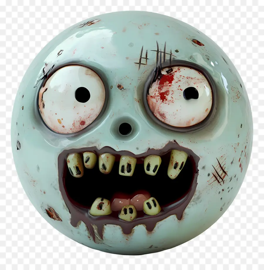 Emoji De Dia Das Bruxas，Cara De Zumbi Azul PNG