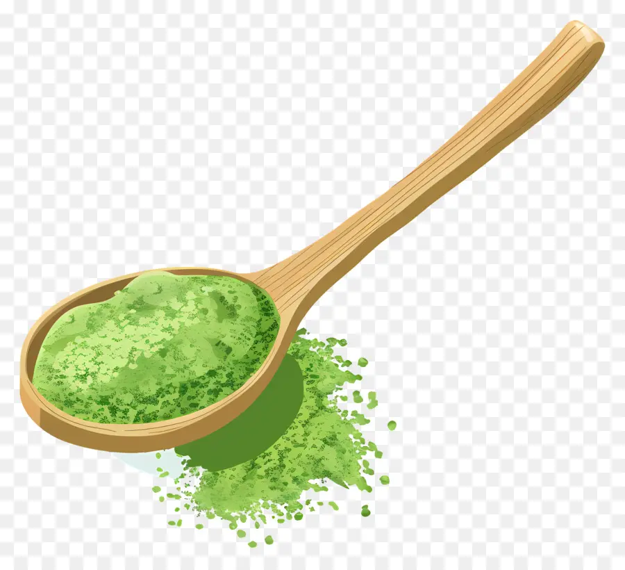 Matcha Em Pó，Colher De Pó Verde PNG