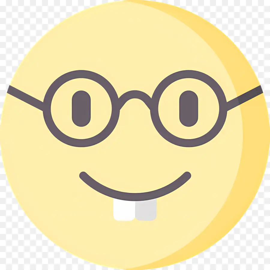 Emoji Nerd，Emoji Amarelo Com óculos PNG