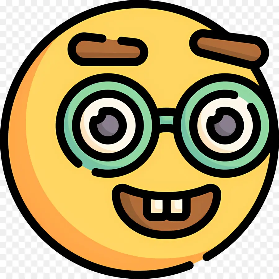 Emoji Nerd，Emoji Amarelo Com óculos PNG