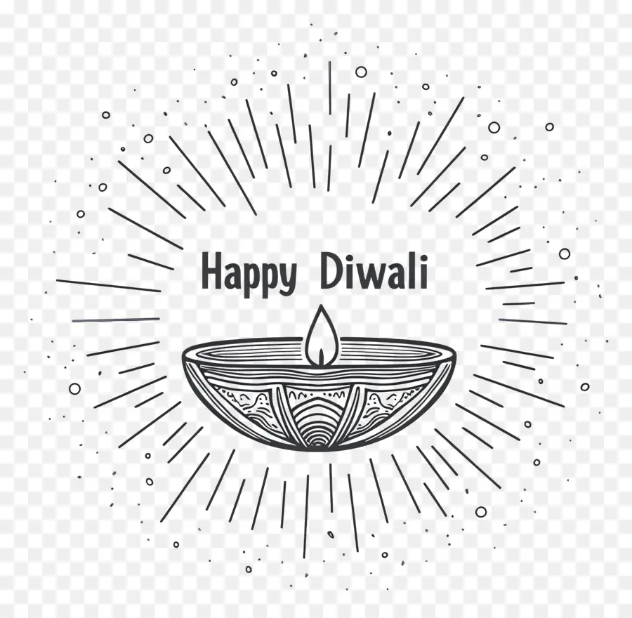 Feliz Diwali，Esboço Da Lâmpada De Diwali PNG