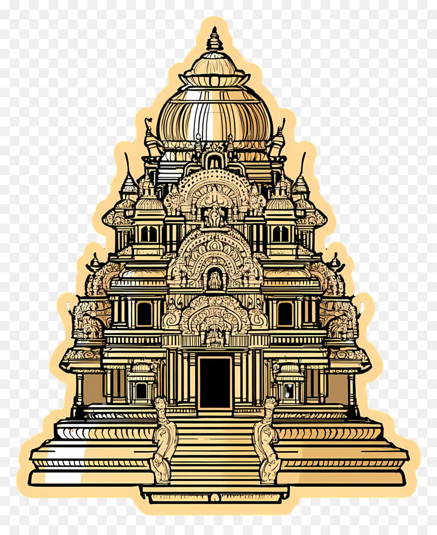 Ouro Do Templo Hindu，Ilustração Do Templo PNG