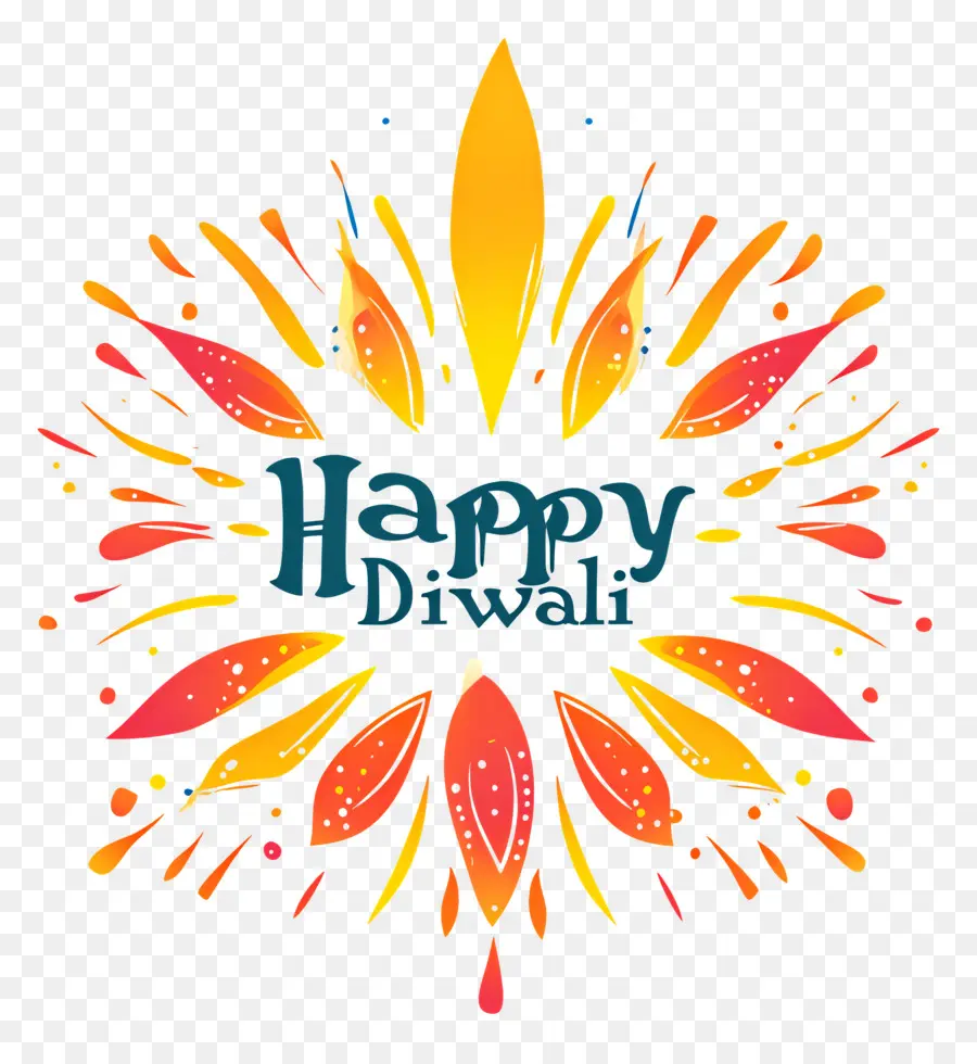 Feliz Diwali，Texto Feliz De Diwali Com Design De Fogos De Artifício PNG