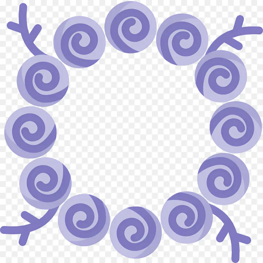 Decoração De Flores，Moldura Espiral Roxa PNG