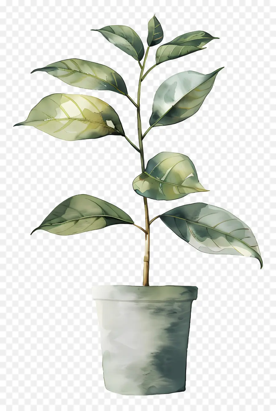 Planta Aquarela，Planta Em Vaso Verde PNG