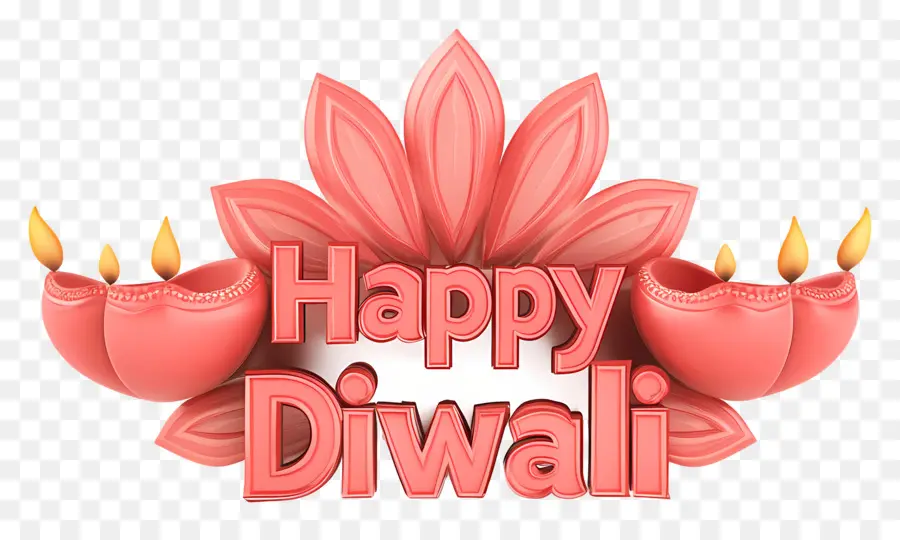 Feliz Diwali，Texto Feliz De Diwali Com Lâmpadas PNG