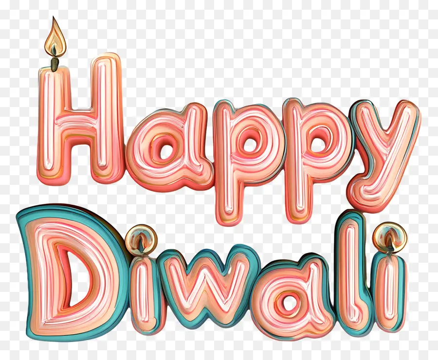 Feliz Diwali，Texto Feliz De Diwali Com Velas PNG