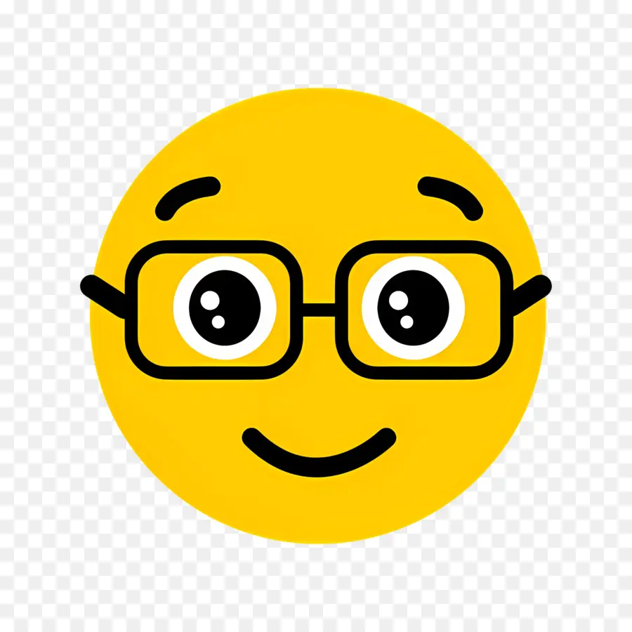 Emoji Nerd，Rosto Amarelo Com óculos PNG