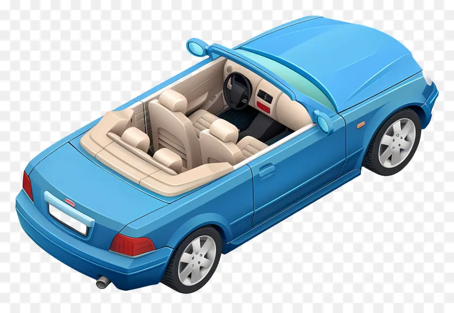 Carro 3d，Carro Conversível Azul PNG