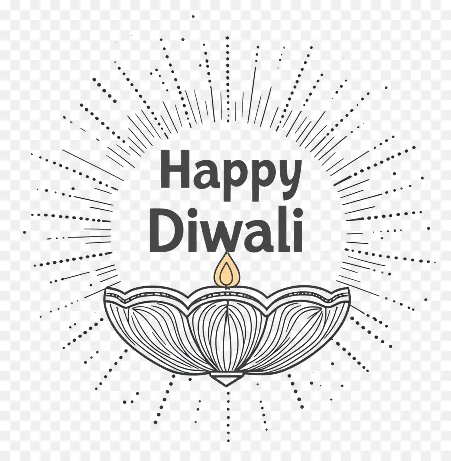 Feliz Diwali，Esboço Da Lâmpada De Diwali PNG