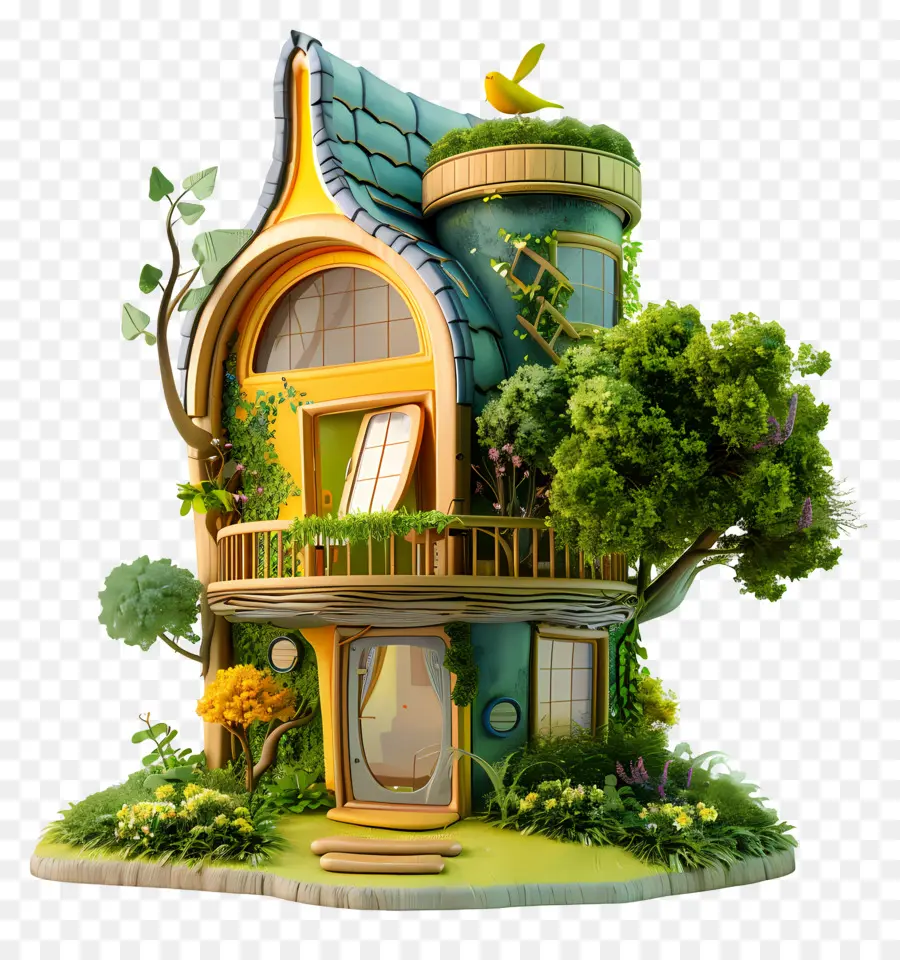 Casa 3d，Casa Fofa De Doodle PNG