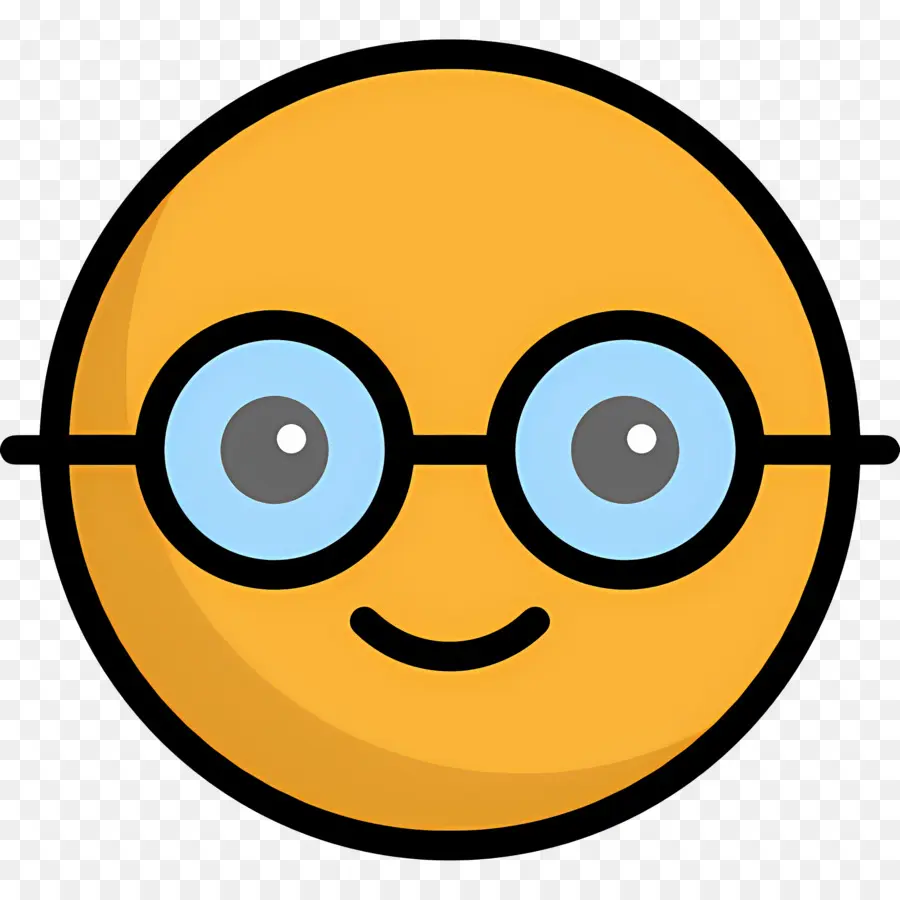 Emoji Nerd，Emoji Amarelo Com óculos PNG