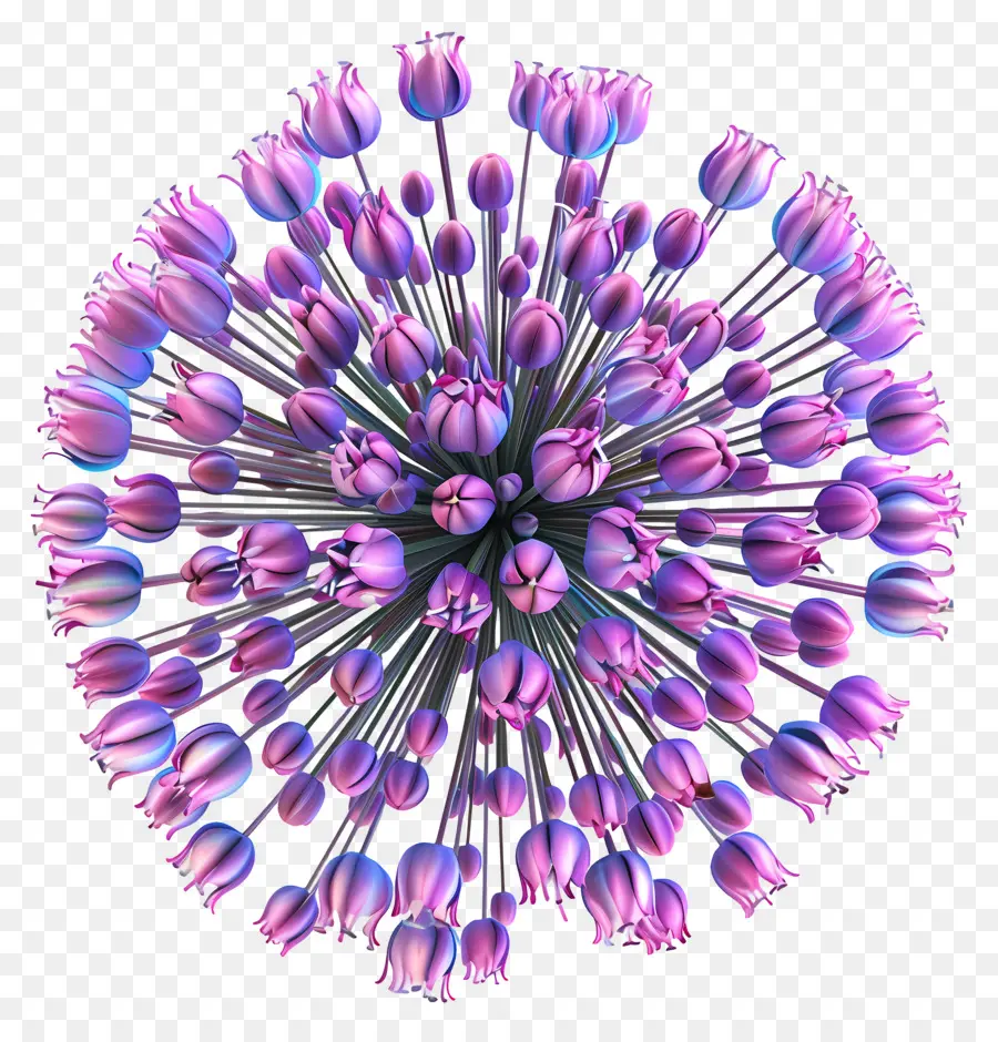 Flor De Allium Modelo 3d，Flor Roxa PNG