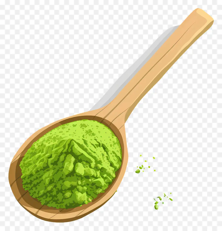 Matcha Em Pó，Colher De Pó Verde PNG