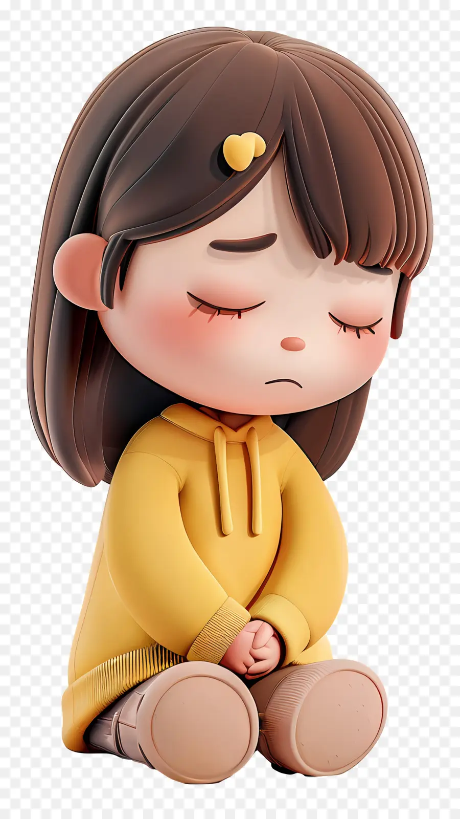 Garota Triste，Personagem De Desenho Animado 3d PNG