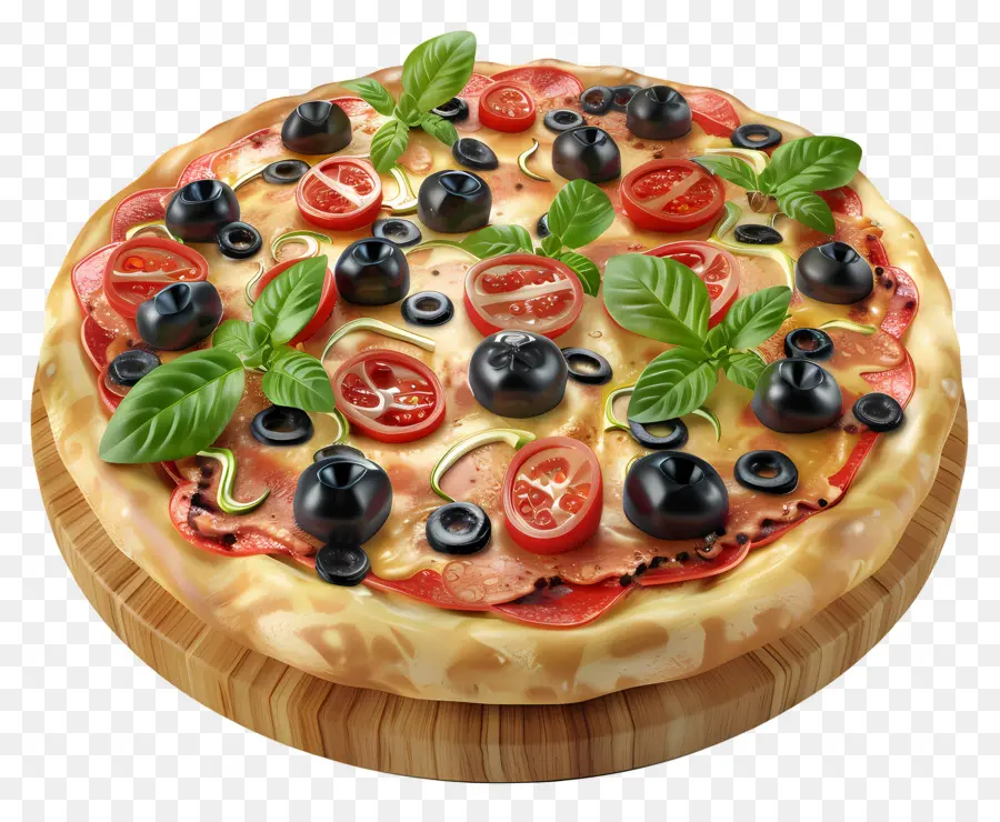 Pizza 3d，Pizza Com Azeitonas PNG