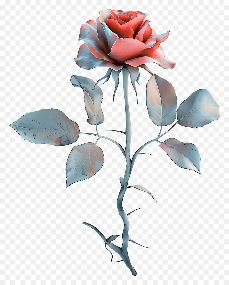 Flor 3d，Rosa Com Espinhos PNG