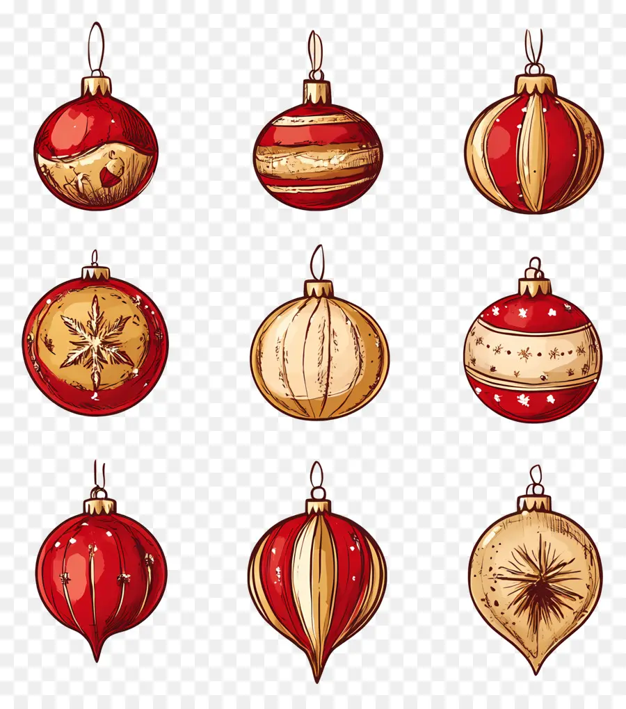 Bolas De Natal，Ornamentos Vermelhos PNG