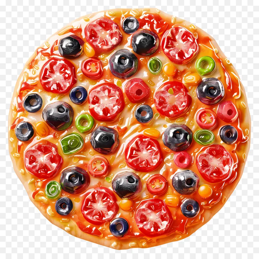 Pizza 3d，Pizza Colorida PNG