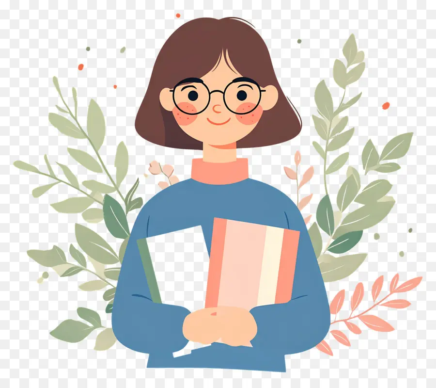 Professor De Desenho Animado，Menina Com Livros PNG