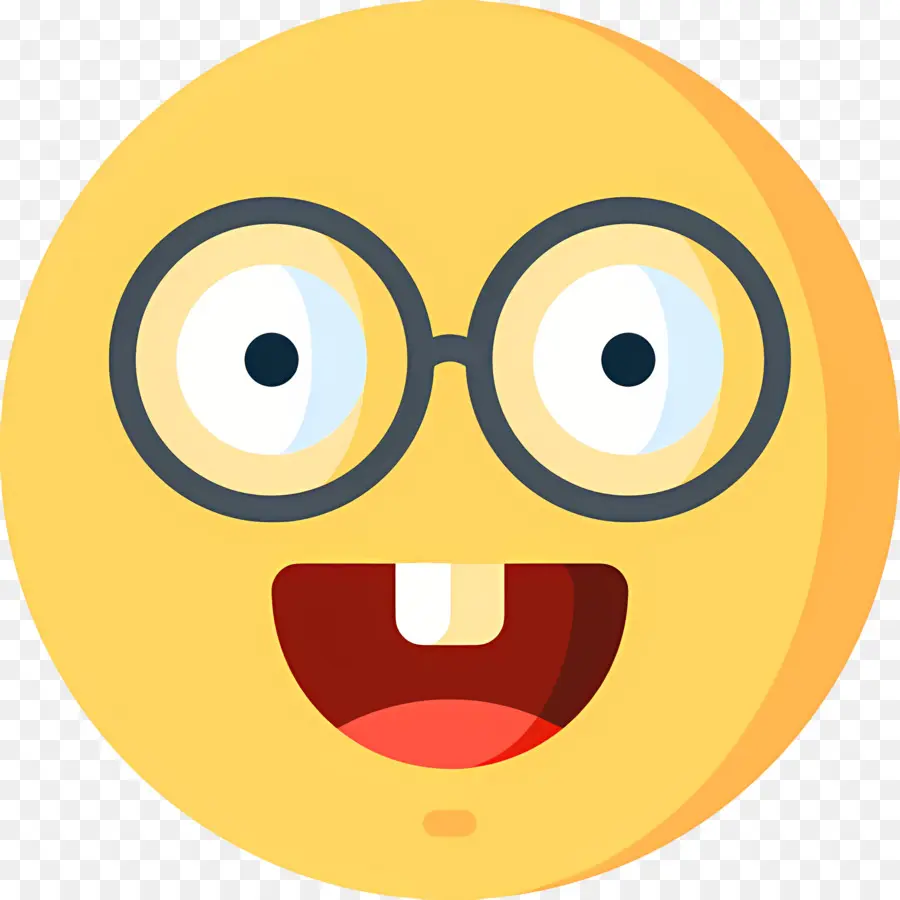 Emoji Nerd，Emoji Amarelo Com óculos PNG