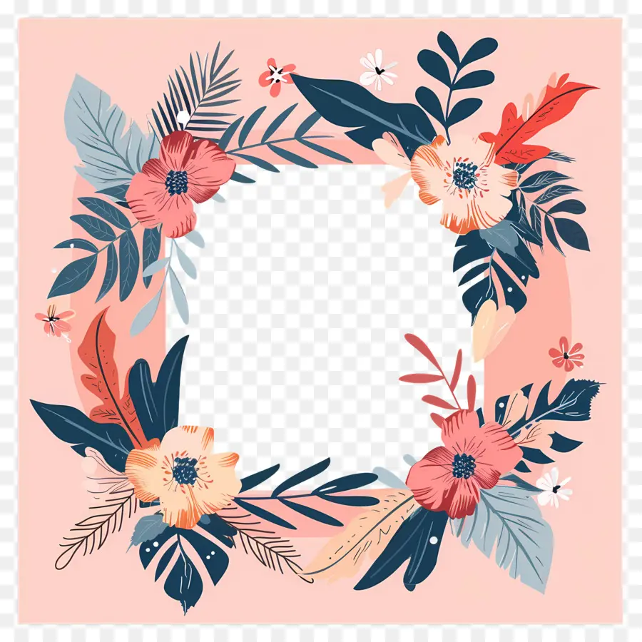 Quadro Boho，Moldura Floral PNG