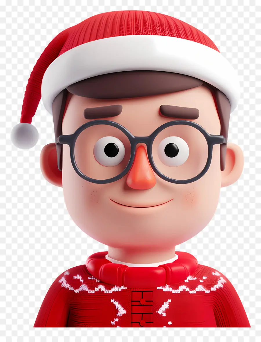 Homem 3d，Menino De Desenho Animado Com Chapéu De Papai Noel PNG