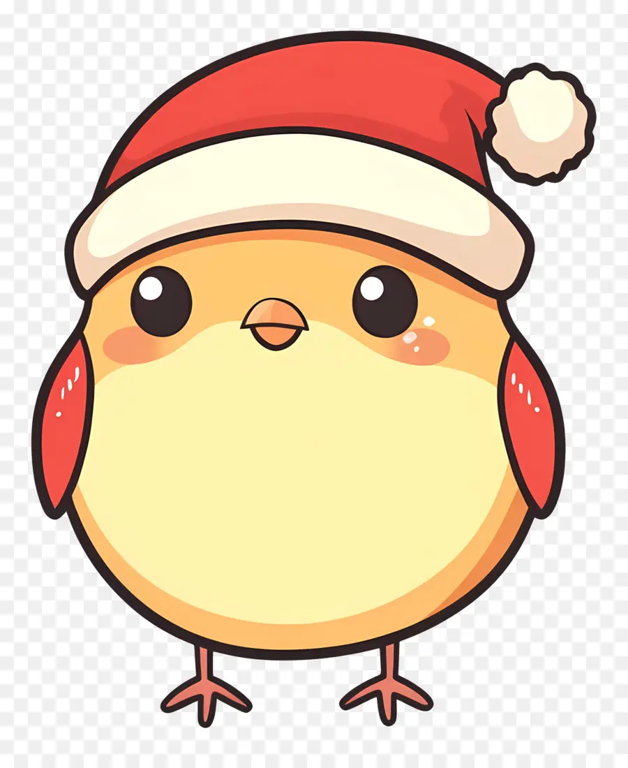 Pássaro De Natal，Pássaro De Desenho Animado Com Chapéu De Papai Noel PNG